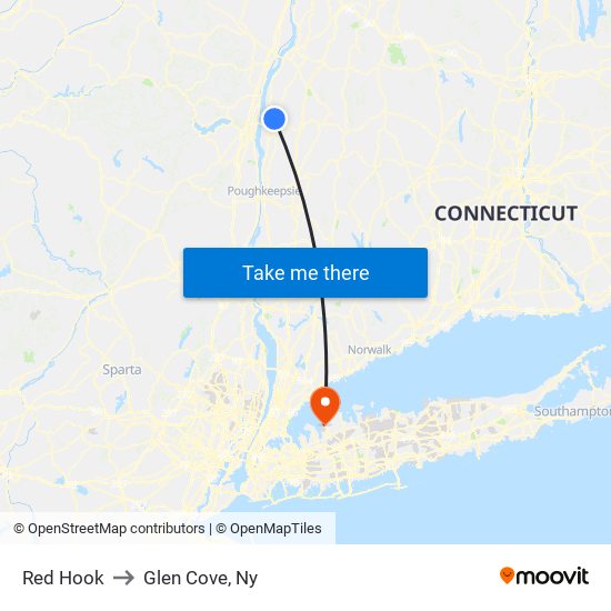 Red Hook to Glen Cove, Ny map