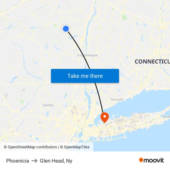 Phoenicia to Glen Head, Ny map