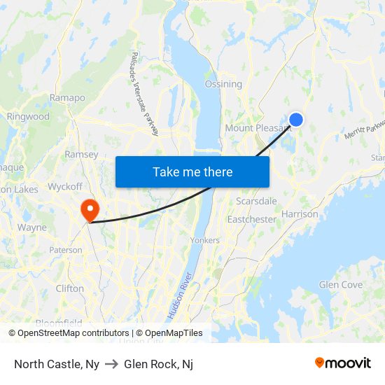 North Castle, Ny to Glen Rock, Nj map