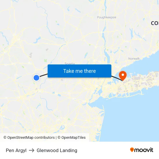 Pen Argyl to Glenwood Landing map