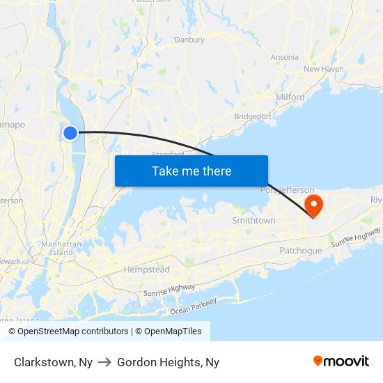 Clarkstown, Ny to Gordon Heights, Ny map