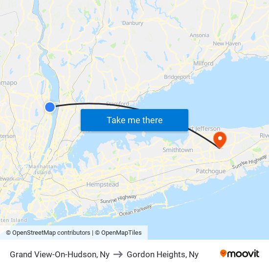 Grand View-On-Hudson, Ny to Gordon Heights, Ny map