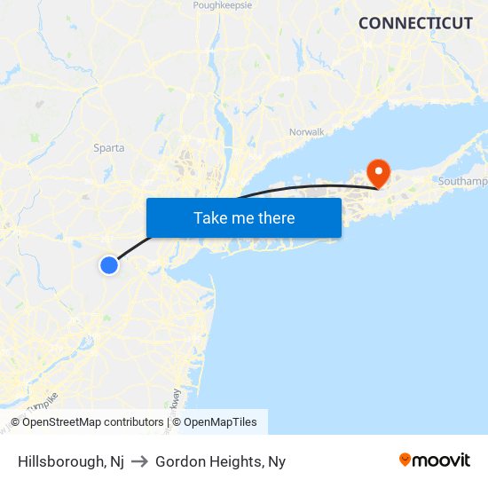 Hillsborough, Nj to Gordon Heights, Ny map