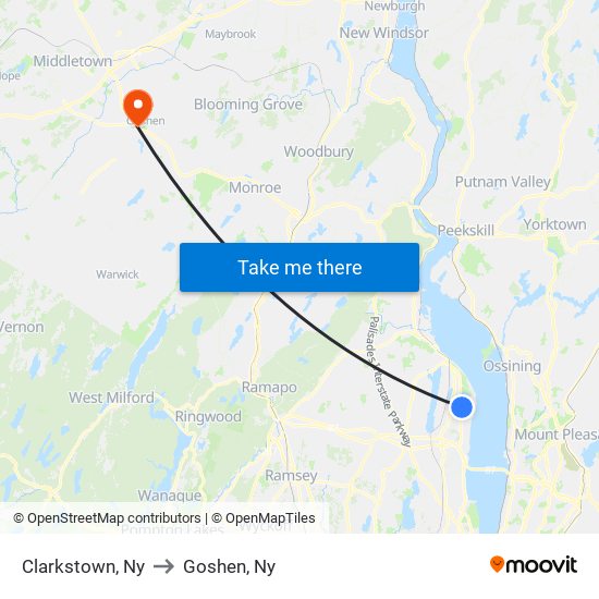 Clarkstown, Ny to Goshen, Ny map