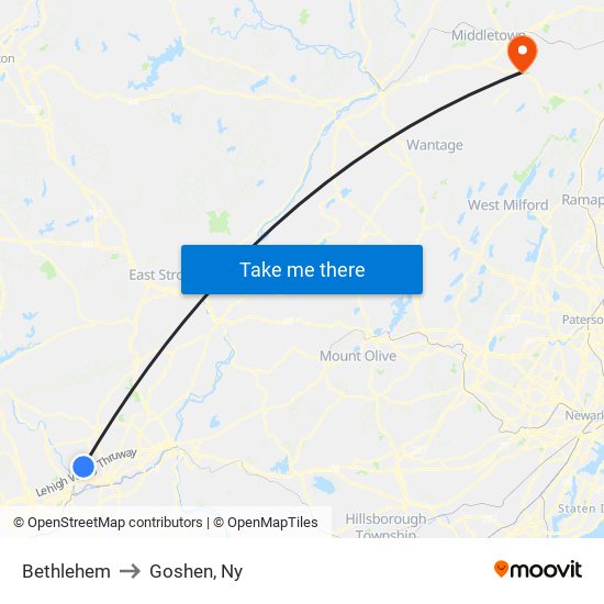 Bethlehem to Goshen, Ny map