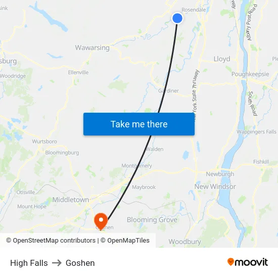 High Falls to Goshen map