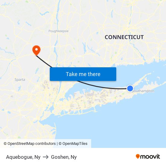 Aquebogue, Ny to Goshen, Ny map