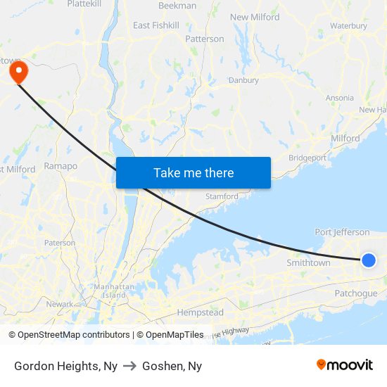 Gordon Heights, Ny to Goshen, Ny map