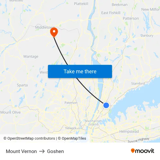 Mount Vernon to Goshen map
