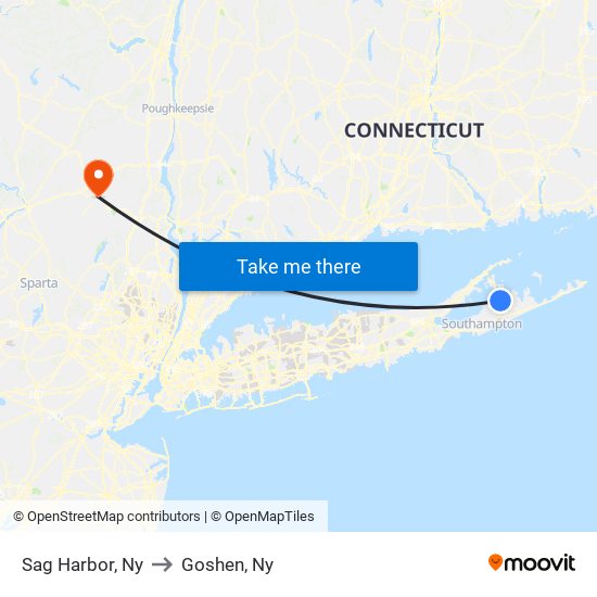 Sag Harbor, Ny to Goshen, Ny map