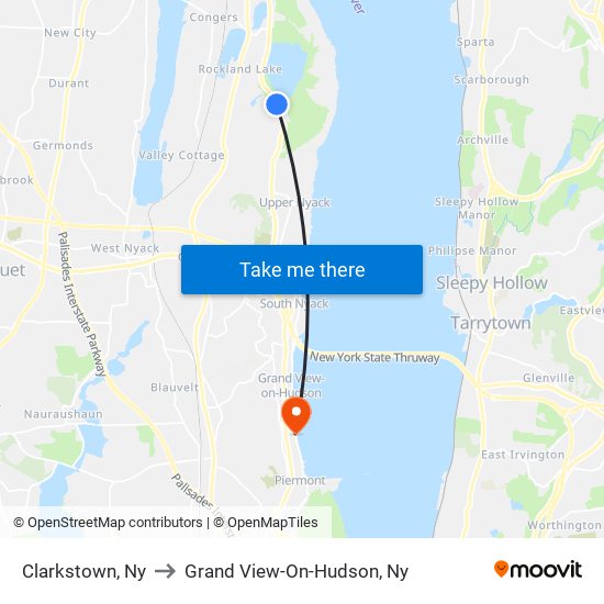 Clarkstown, Ny to Grand View-On-Hudson, Ny map
