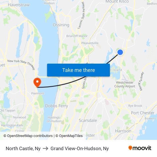 North Castle, Ny to Grand View-On-Hudson, Ny map