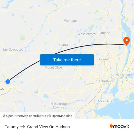 Tatamy to Grand View-On-Hudson map