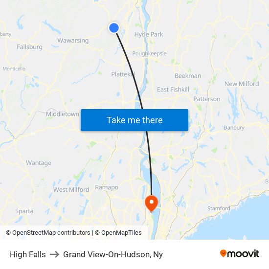 High Falls to Grand View-On-Hudson, Ny map