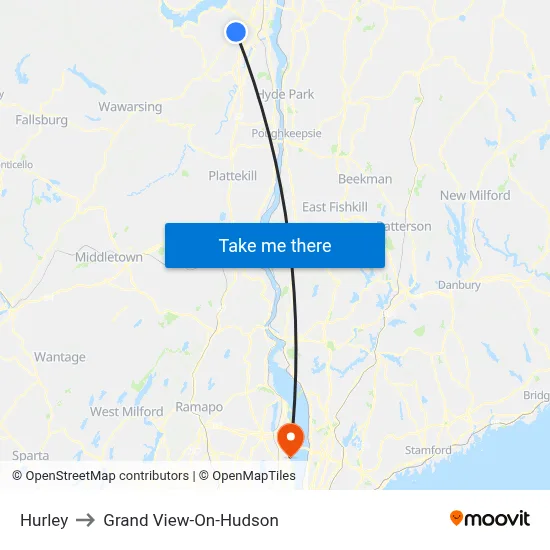Hurley to Grand View-On-Hudson map