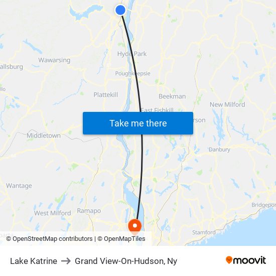 Lake Katrine to Grand View-On-Hudson, Ny map