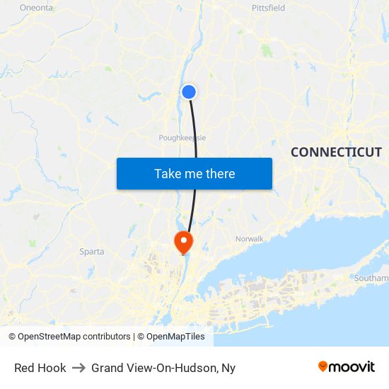 Red Hook to Grand View-On-Hudson, Ny map