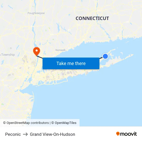 Peconic to Grand View-On-Hudson map