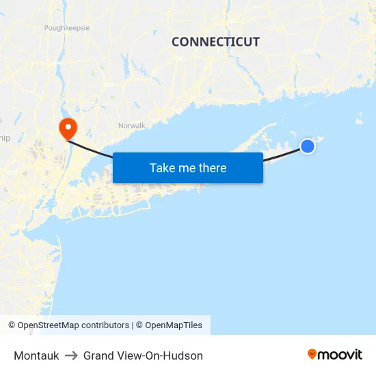 Montauk to Grand View-On-Hudson map