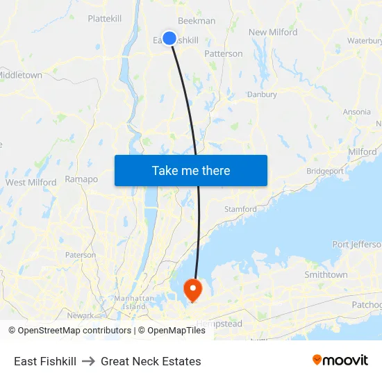 East Fishkill to Great Neck Estates map