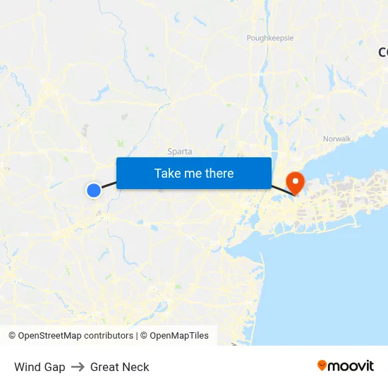 Wind Gap to Great Neck map