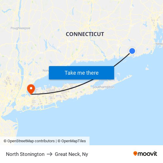 North Stonington to Great Neck, Ny map