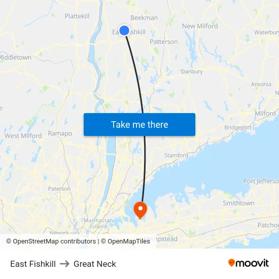 East Fishkill to Great Neck map
