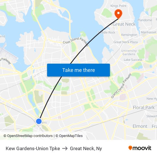 Kew Gardens-Union Tpke to Great Neck, Ny map