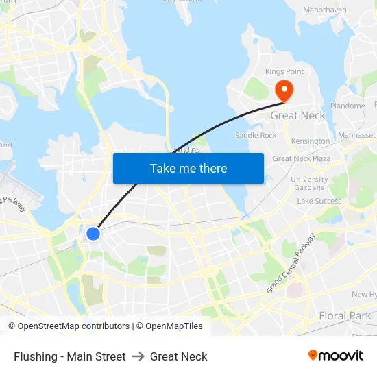 Flushing - Main Street to Great Neck map