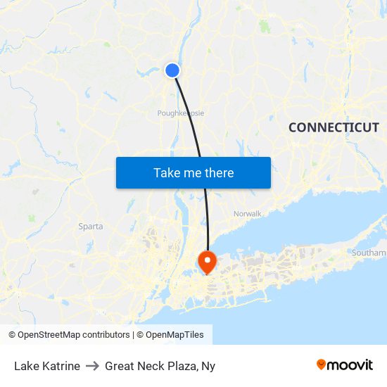 Lake Katrine to Great Neck Plaza, Ny map