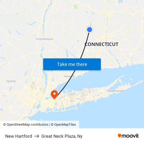 New Hartford to Great Neck Plaza, Ny map