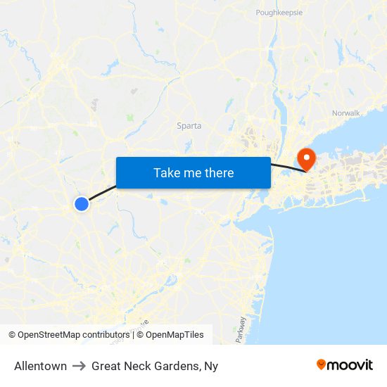 Allentown to Great Neck Gardens, Ny map