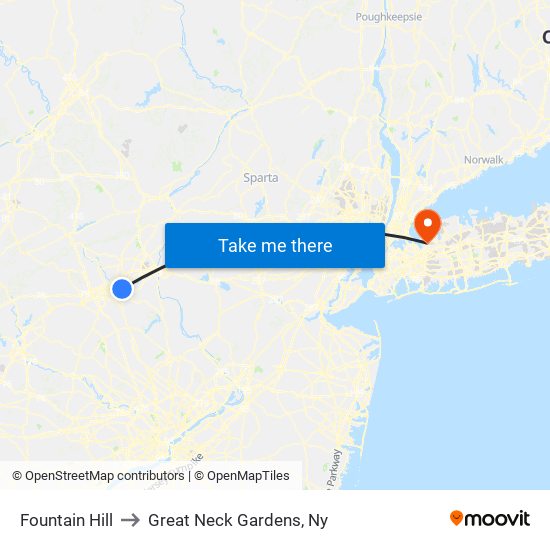 Fountain Hill to Great Neck Gardens, Ny map