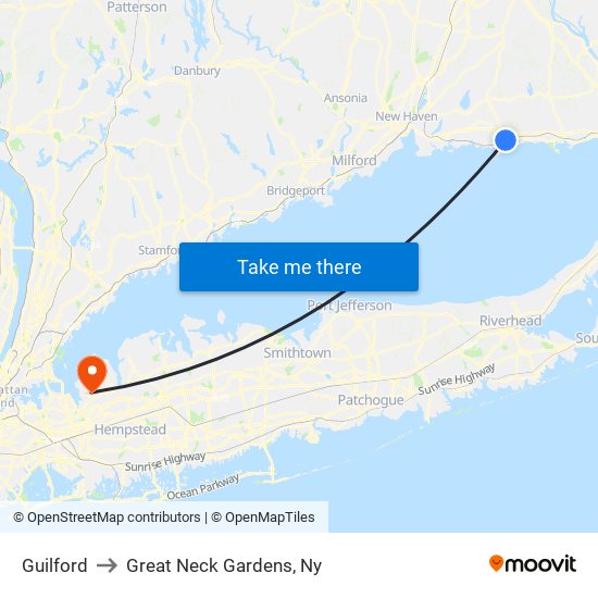 Guilford to Great Neck Gardens, Ny map