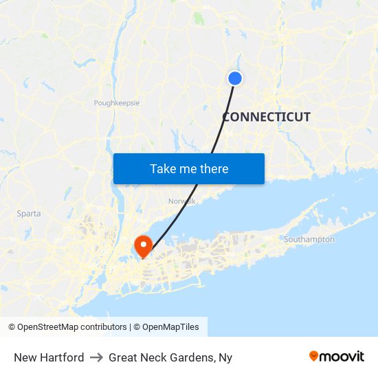 New Hartford to Great Neck Gardens, Ny map
