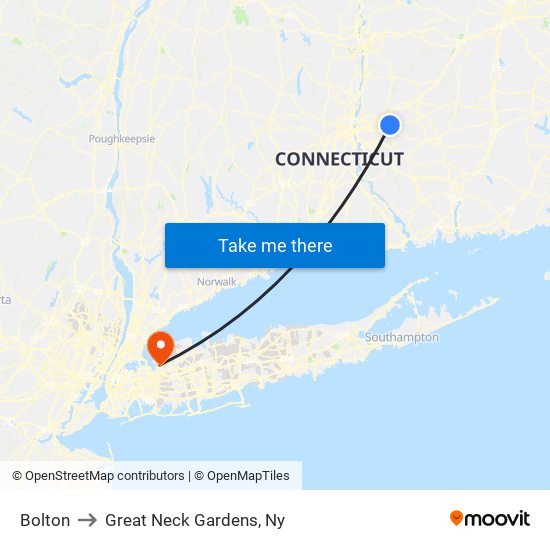 Bolton to Great Neck Gardens, Ny map