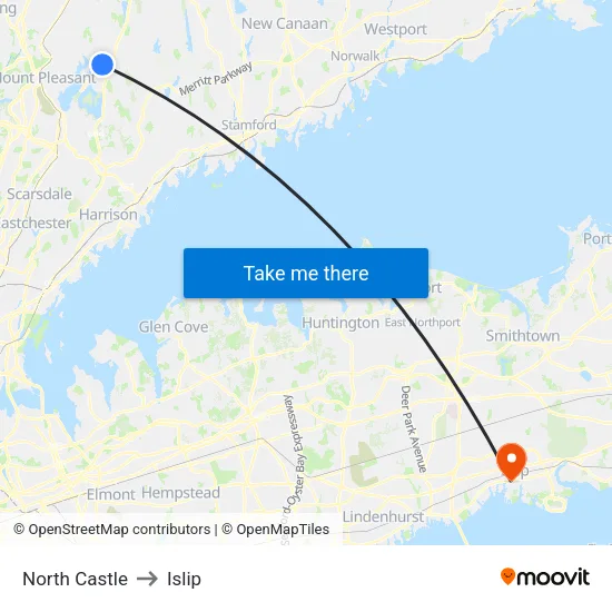 North Castle to Islip map