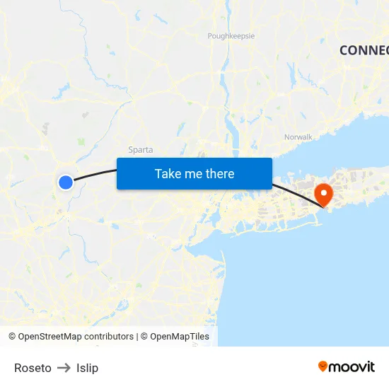 Roseto to Islip map