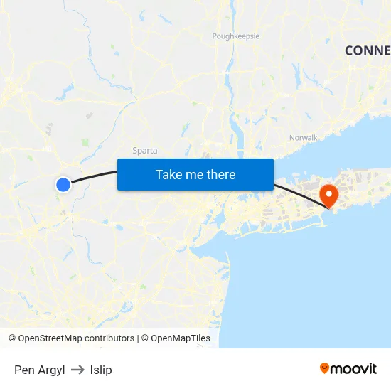 Pen Argyl to Islip map