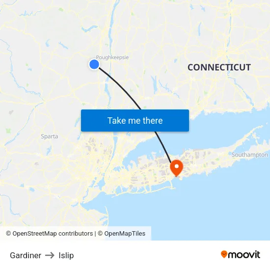 Gardiner to Islip map