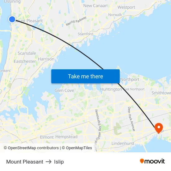 Mount Pleasant to Islip map