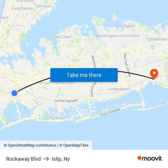 Rockaway Blvd to Islip, Ny map