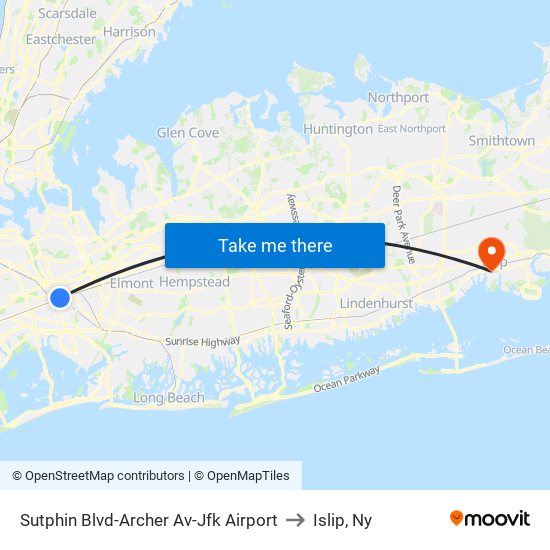 Sutphin Blvd-Archer Av-Jfk Airport to Islip, Ny map