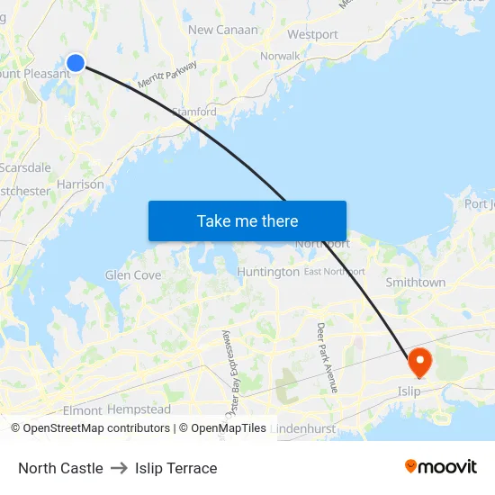 North Castle to Islip Terrace map