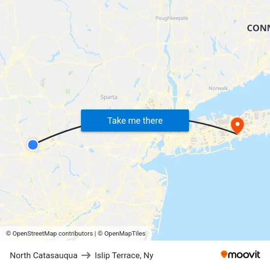 North Catasauqua to Islip Terrace, Ny map