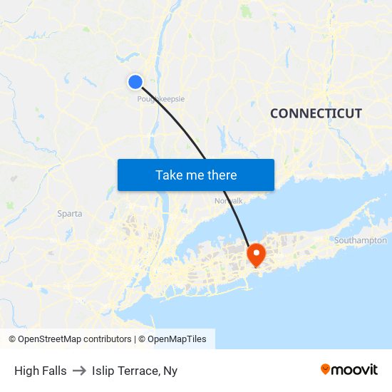 High Falls to Islip Terrace, Ny map