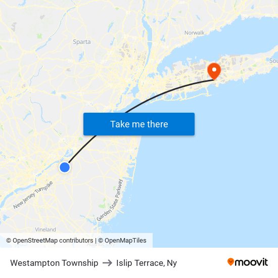 Westampton Township to Islip Terrace, Ny map