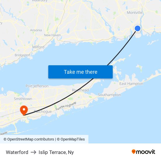 Waterford to Islip Terrace, Ny map