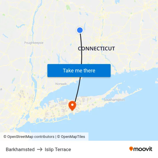 Barkhamsted to Islip Terrace map