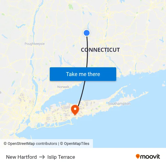 New Hartford to Islip Terrace map